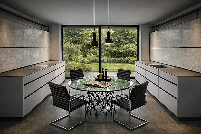 Valcucine Artematica · Stellvariante B · Hochschränke und zwei separate Zeilen · walter wendel Küchenstudio Ockenheim Rhein-Main